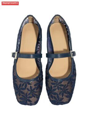 Mesh Ballet Flats Square Closed Toe Slip-On Dressy Comfortable Wedding Shoes
